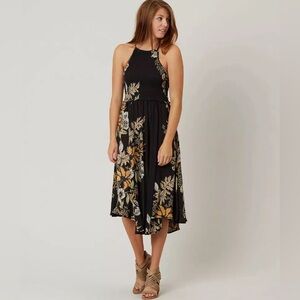 FREE PEOPLE black floral midi dress